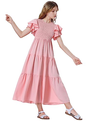 Amazon.com: Mebius Girls Maxi Long Smocked Dresses Kids Boho